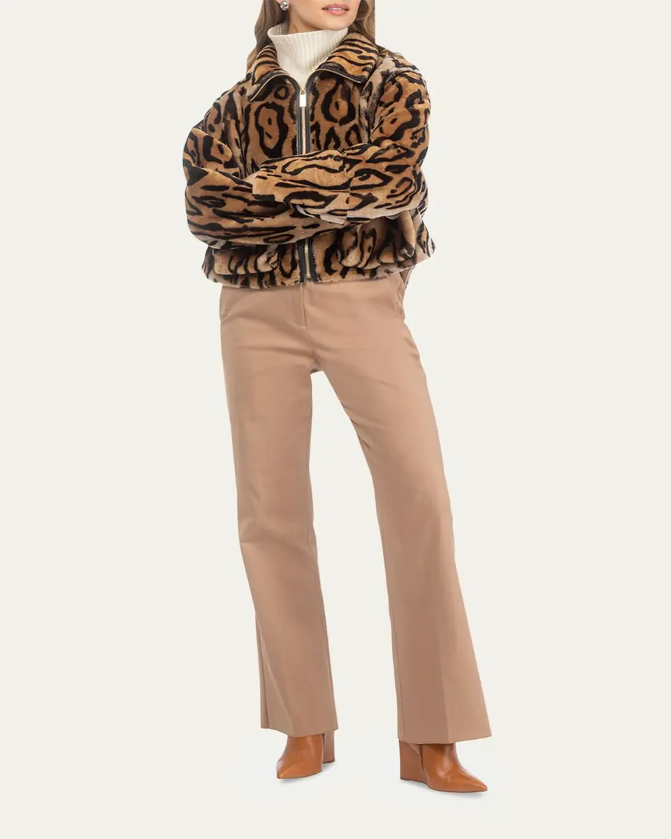 Gorski Ocelot-Print Shearling Lamb Zip Jacket | Thumbnail 2