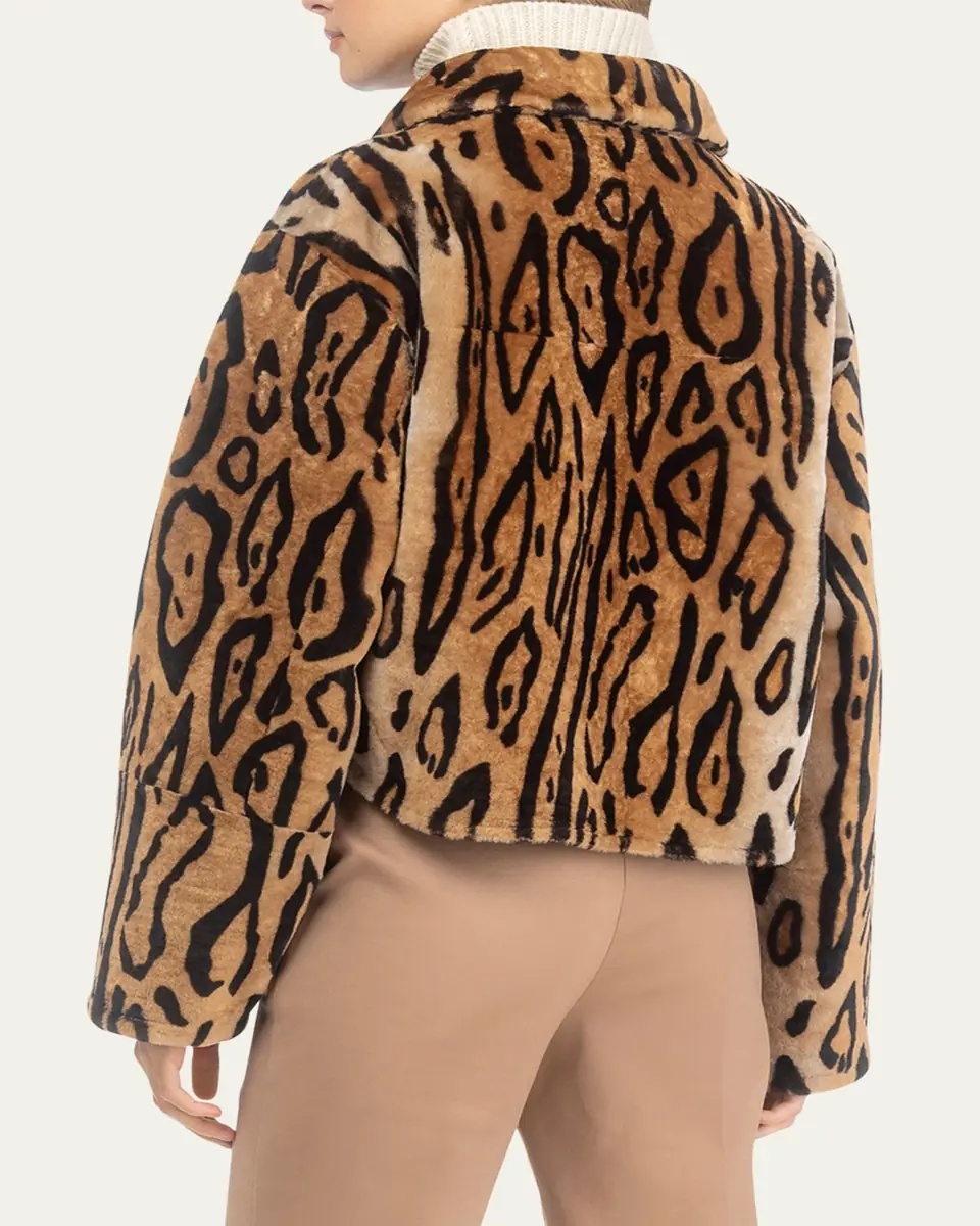 Gorski Ocelot-Print Shearling Lamb Zip Jacket | Thumbnail 3