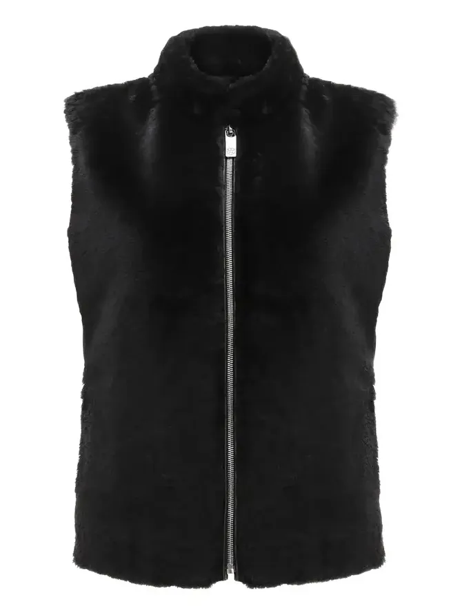 Gorski Select Lamb Shearling Zip Vest with Loro Piana Wool Back