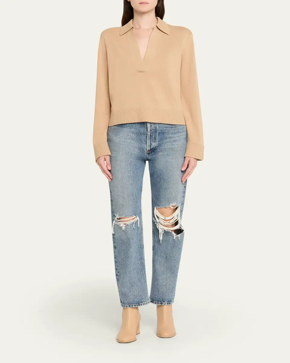 SIMKHAI Cashmere-Cotton Polo Sweater | Thumbnail 2