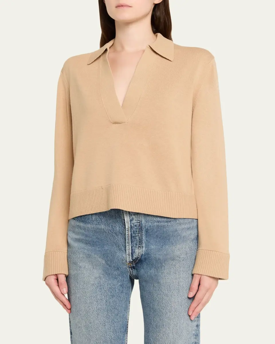 SIMKHAI Cashmere-Cotton Polo Sweater | Thumbnail 4