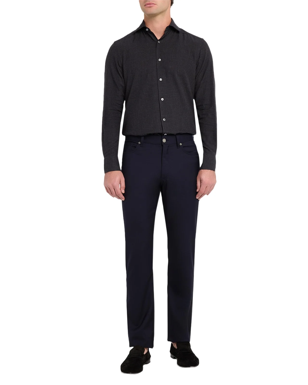 Zegna Men's Cotton and Cashmere Check Button-Down Shirt
