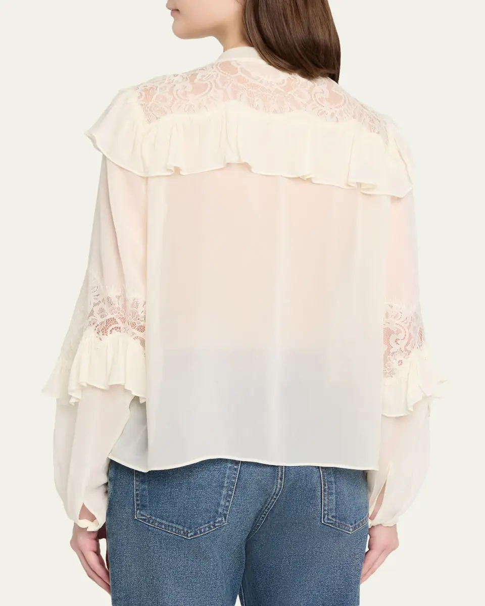 LoveShackFancy Farah Chiffon Lace Blouse | Thumbnail 3 LoveShackFancy Farah Chiffon Lace Blouse | Thumbnail 3