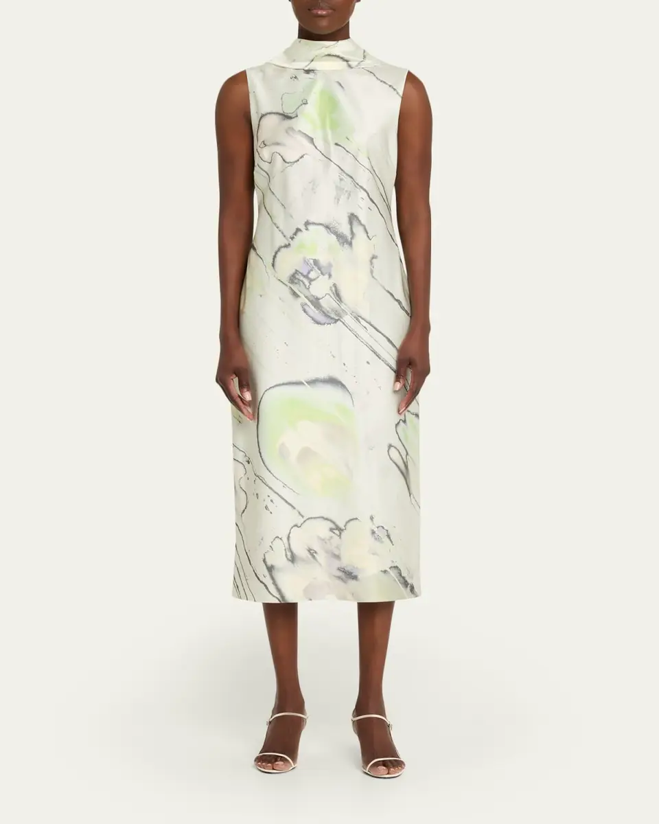 Jason Wu Collection Sleeveless Watercolor Bias-Cut Scarf Midi Dress | Thumbnail 2 Jason Wu Collection Sleeveless Watercolor Bias-Cut Scarf Midi Dress | Thumbnail 2