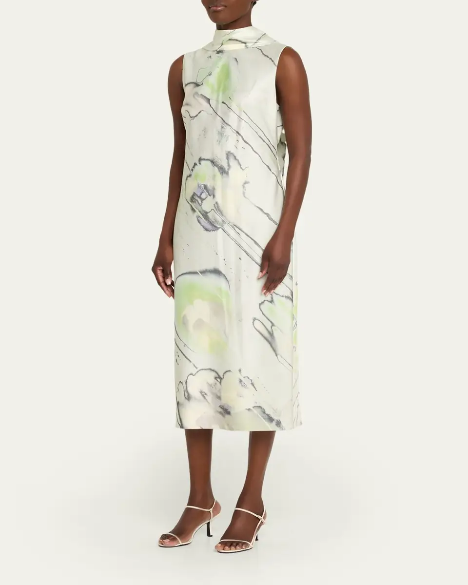 Jason Wu Collection Sleeveless Watercolor Bias-Cut Scarf Midi Dress | Thumbnail 4 Jason Wu Collection Sleeveless Watercolor Bias-Cut Scarf Midi Dress | Thumbnail 4