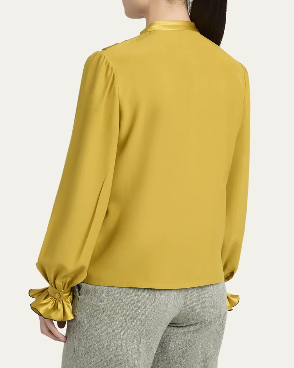 Valentino Garavani Ruffle Pleated Silk Blouse | Thumbnail 3 Valentino Garavani Ruffle Pleated Silk Blouse | Thumbnail 3