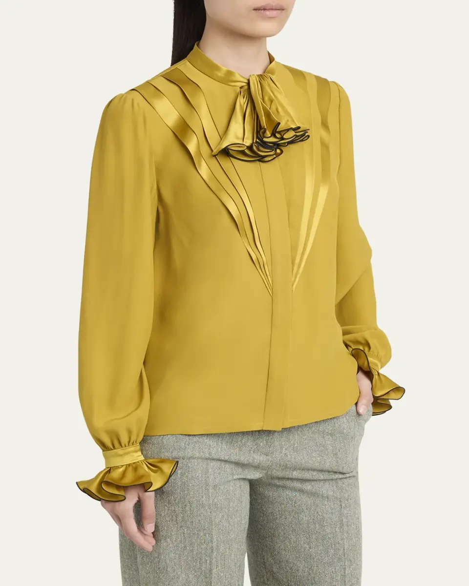Valentino Garavani Ruffle Pleated Silk Blouse | Thumbnail 4 Valentino Garavani Ruffle Pleated Silk Blouse | Thumbnail 4