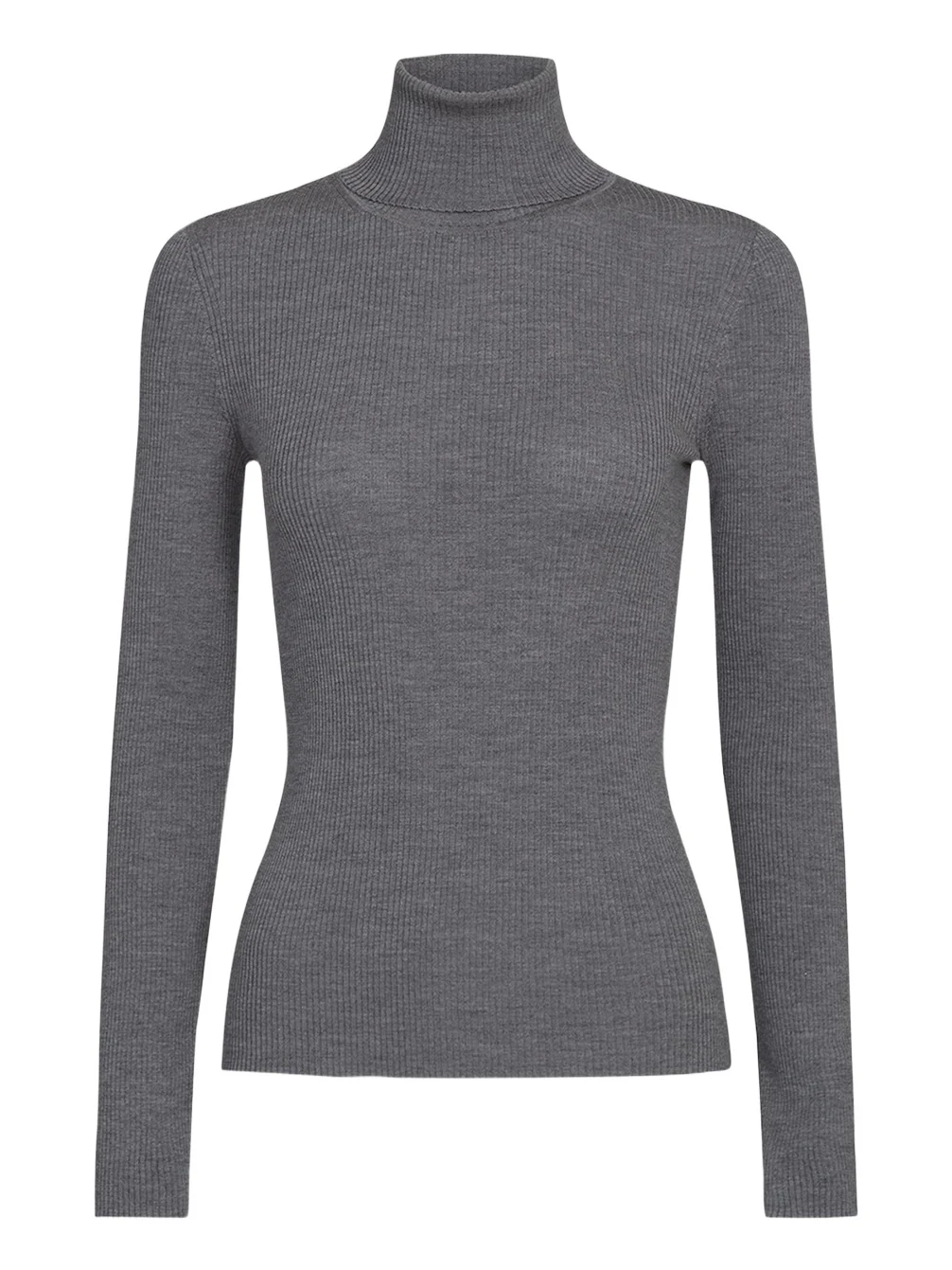 Rib-Knit Wool Turtleneck Sweater