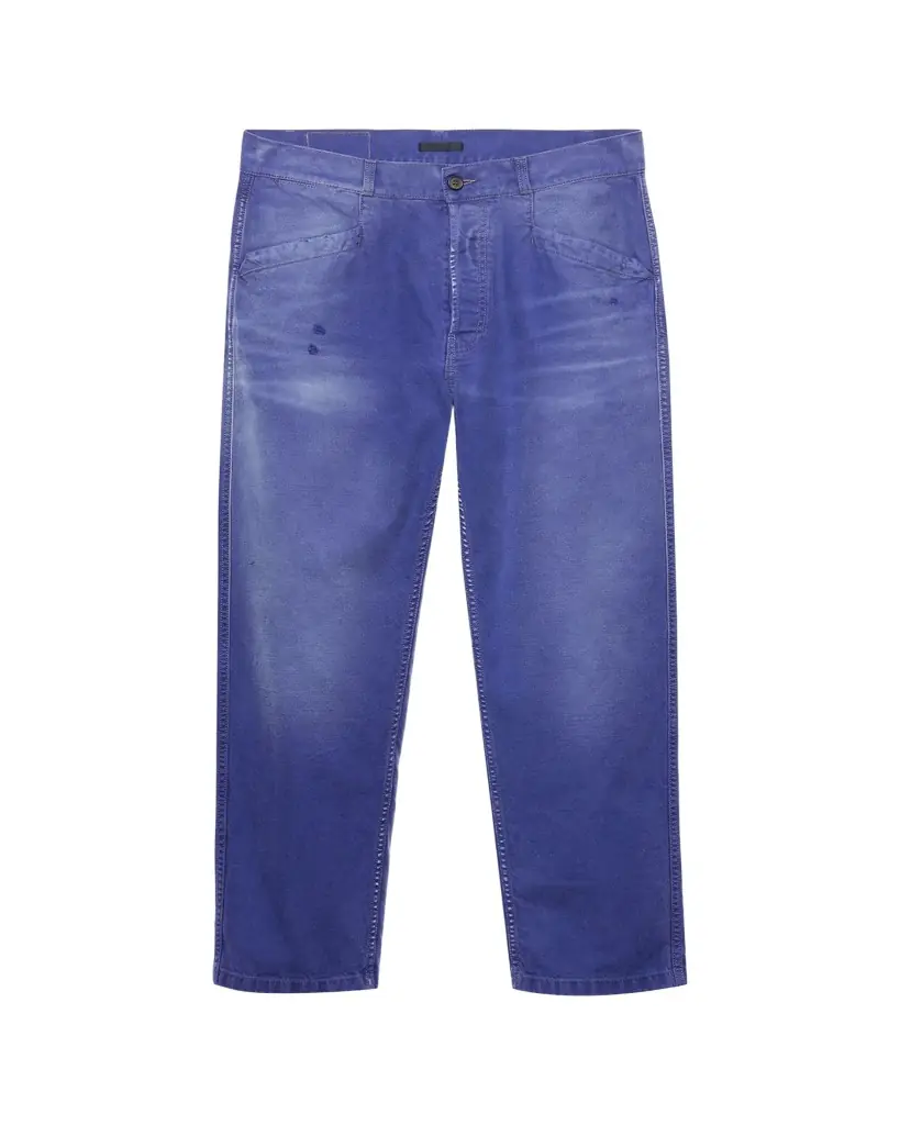 Prada Men's Vintage-Treated Twill Relaxed Fit Five-Pocket Pants | Image 1 Prada Men's Vintage-Treated Twill Relaxed Fit Five-Pocket Pants | Image 1