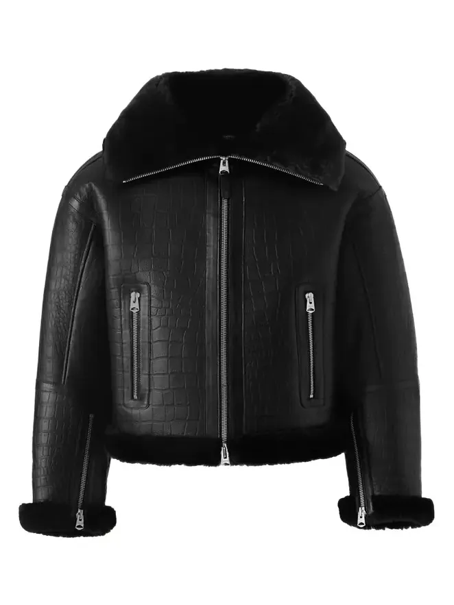 Men's Memphis Croc-Effect Oversized Shearling Jacket Men's Memphis Croc-Effect Oversized Shearling Jacket
