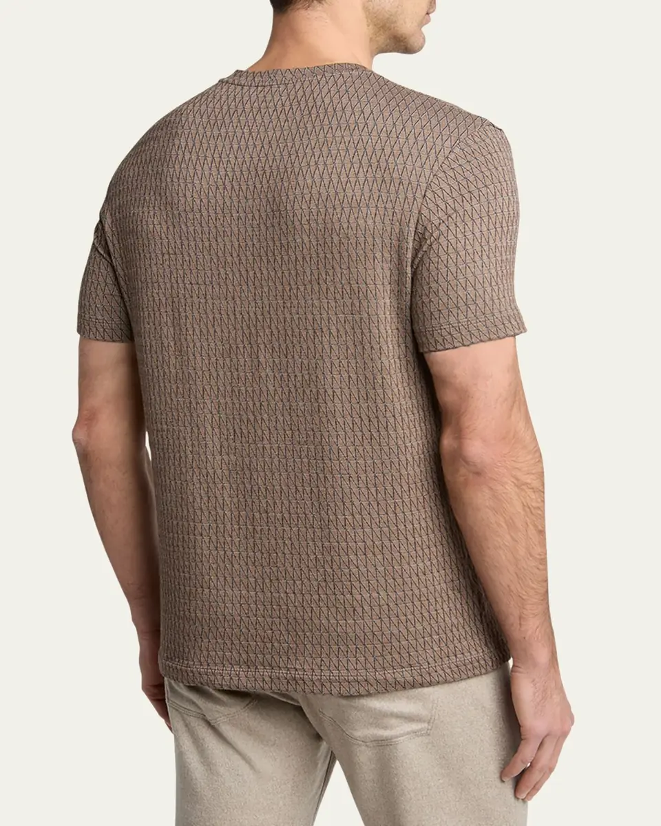 Giorgio Armani Men's Box-Jacquard Viscose Stretch Crewneck T-Shirt | Thumbnail 3