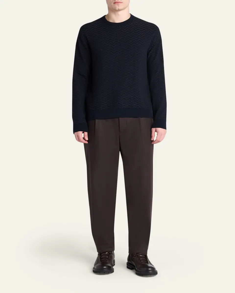 Giorgio Armani Men's Bicolor Chevron Crewneck Sweater | Thumbnail 2 Giorgio Armani Men's Bicolor Chevron Crewneck Sweater | Thumbnail 2