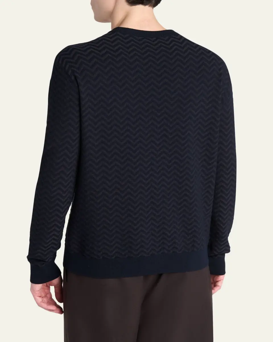 Giorgio Armani Men's Bicolor Chevron Crewneck Sweater | Thumbnail 3 Giorgio Armani Men's Bicolor Chevron Crewneck Sweater | Thumbnail 3