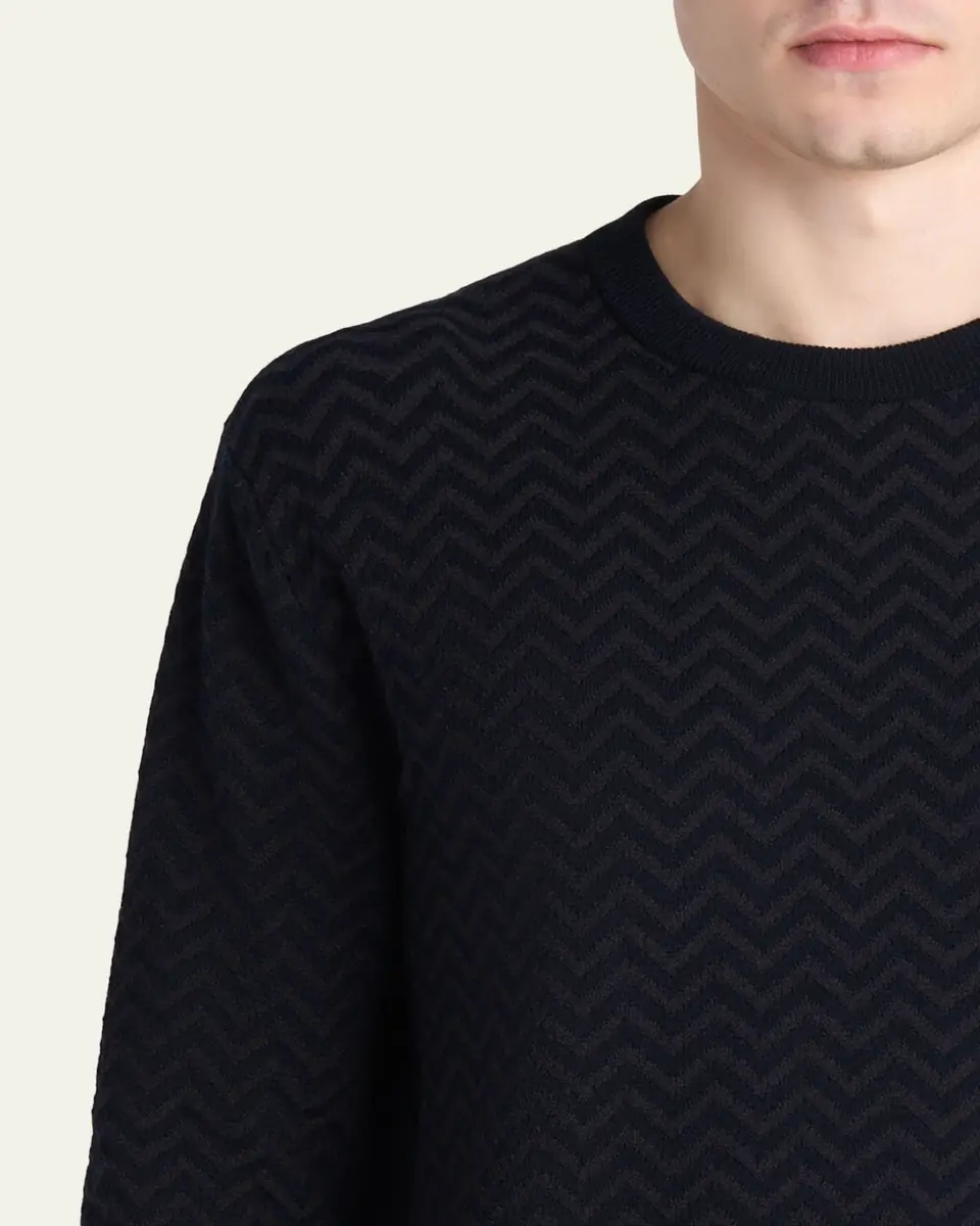 Giorgio Armani Men's Bicolor Chevron Crewneck Sweater | Thumbnail 5 Giorgio Armani Men's Bicolor Chevron Crewneck Sweater | Thumbnail 5