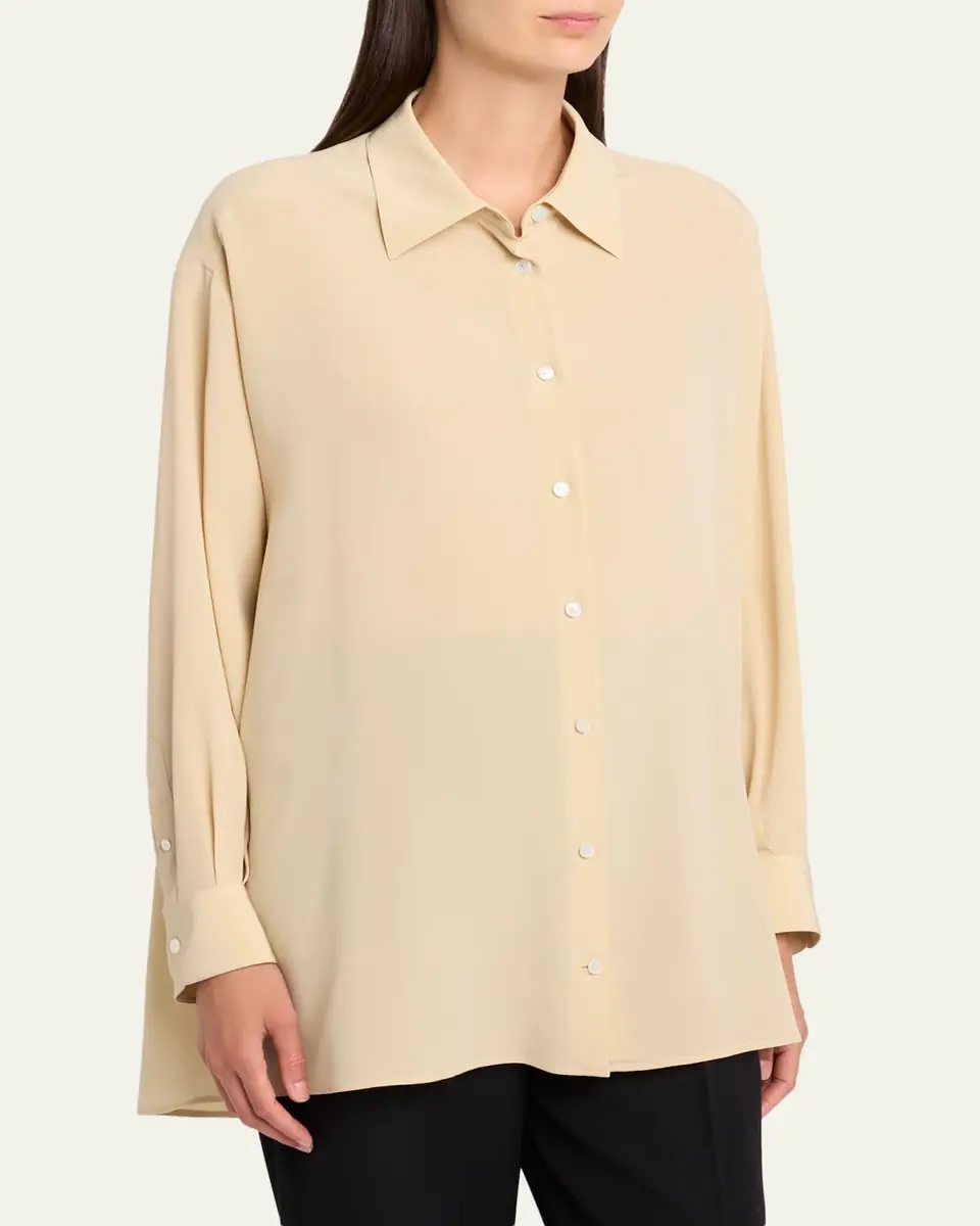THE ROW Luka Oversized Silk Button-Down Shirt | Thumbnail 4 THE ROW Luka Oversized Silk Button-Down Shirt | Thumbnail 4