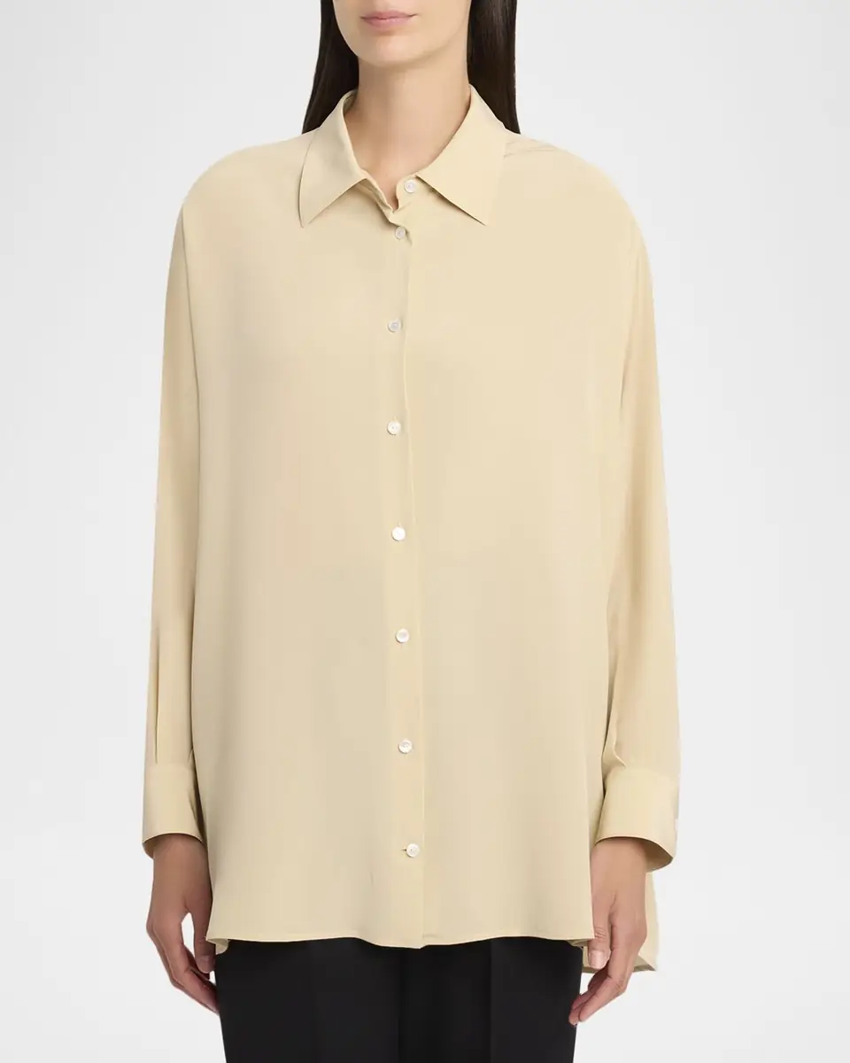 THE ROW Luka Oversized Silk Button-Down Shirt | Thumbnail 8 THE ROW Luka Oversized Silk Button-Down Shirt | Thumbnail 8