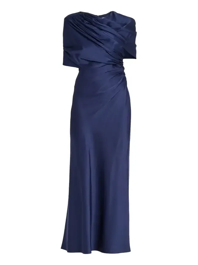 Draped Capelet Satin Gown