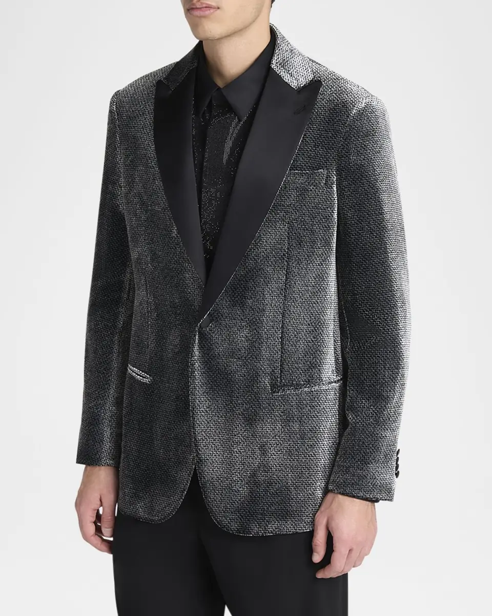 Giorgio Armani Men's Velvet-Effect Peak Lapel Dinner Jacket | Thumbnail 3 Giorgio Armani Men's Velvet-Effect Peak Lapel Dinner Jacket | Thumbnail 3