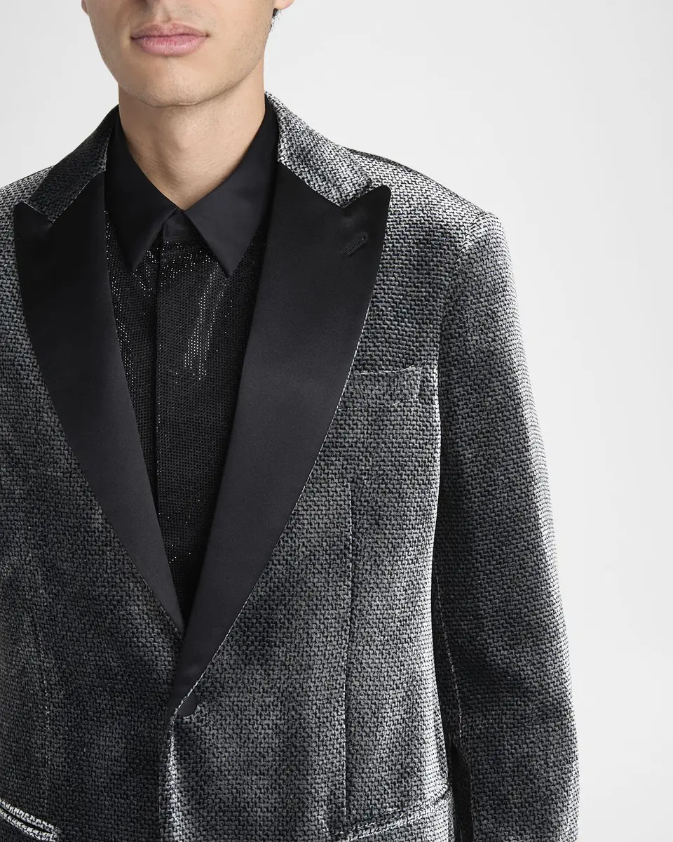 Giorgio Armani Men's Velvet-Effect Peak Lapel Dinner Jacket | Thumbnail 4 Giorgio Armani Men's Velvet-Effect Peak Lapel Dinner Jacket | Thumbnail 4