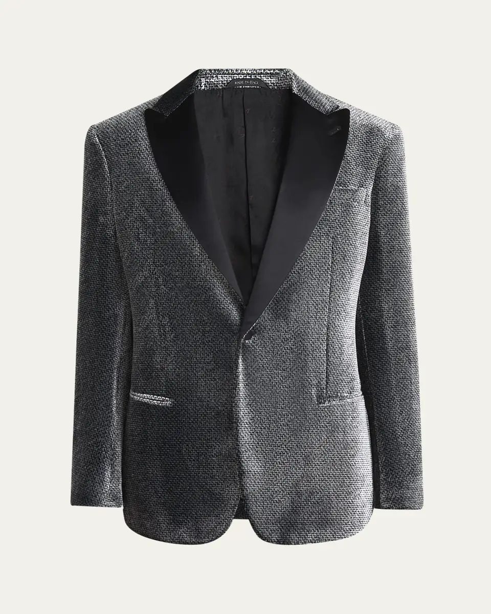 Giorgio Armani Men's Velvet-Effect Peak Lapel Dinner Jacket | Thumbnail 5 Giorgio Armani Men's Velvet-Effect Peak Lapel Dinner Jacket | Thumbnail 5