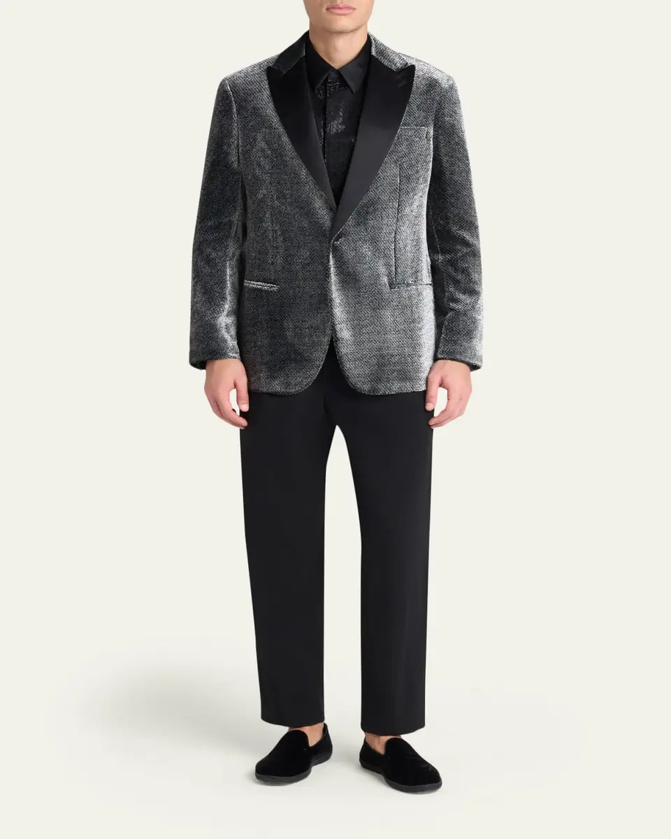 Giorgio Armani Men's Velvet-Effect Peak Lapel Dinner Jacket | Thumbnail 6 Giorgio Armani Men's Velvet-Effect Peak Lapel Dinner Jacket | Thumbnail 6