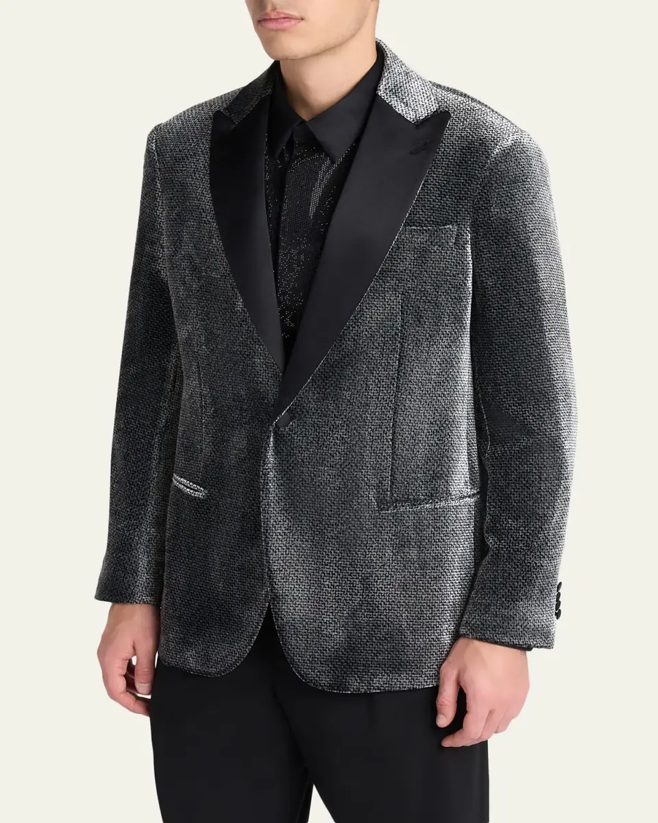 Giorgio Armani Men's Velvet-Effect Peak Lapel Dinner Jacket | Thumbnail 8 Giorgio Armani Men's Velvet-Effect Peak Lapel Dinner Jacket | Thumbnail 8
