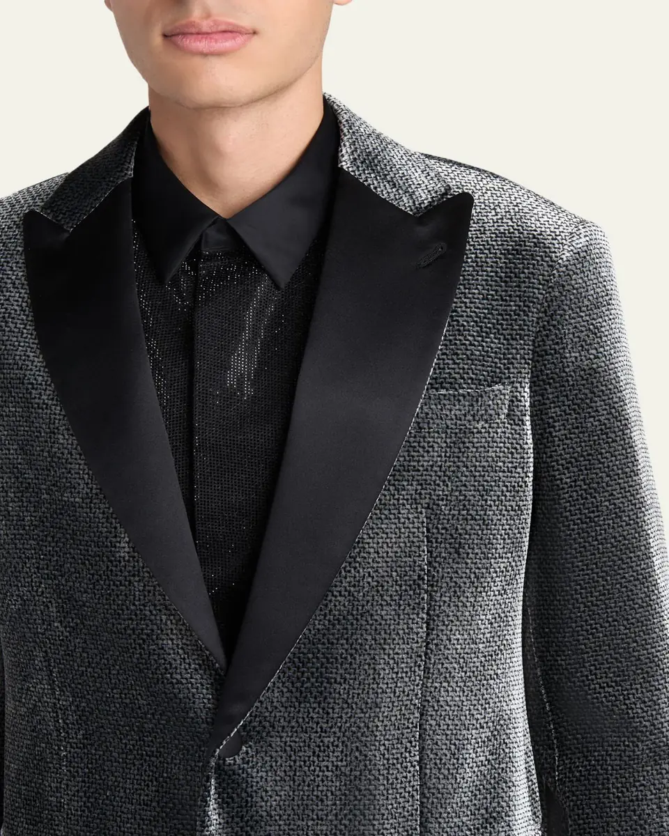 Giorgio Armani Men's Velvet-Effect Peak Lapel Dinner Jacket | Thumbnail 9 Giorgio Armani Men's Velvet-Effect Peak Lapel Dinner Jacket | Thumbnail 9