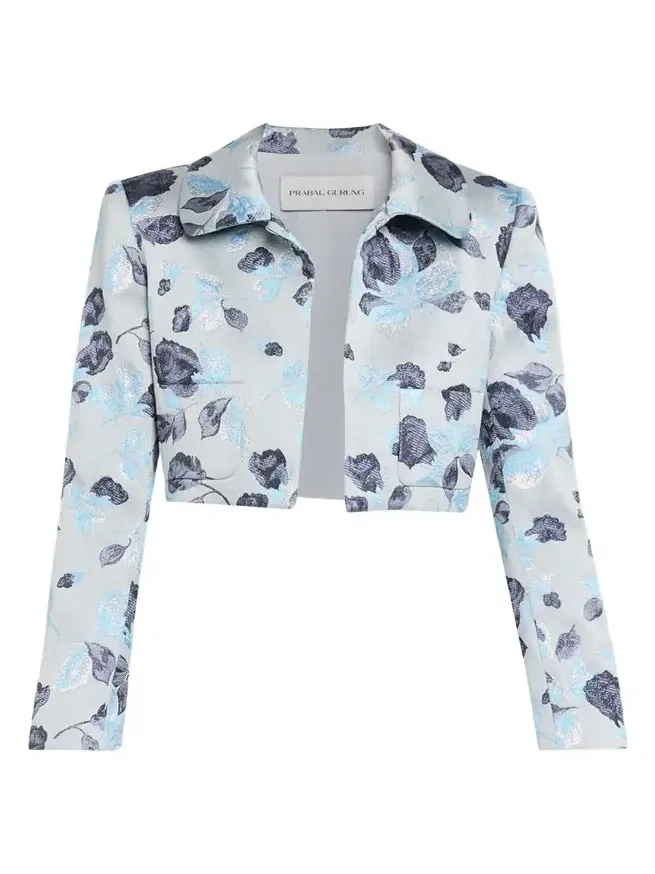 Metallic Floral Jacquard Bolero Jacket