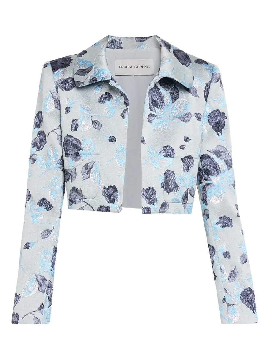 Metallic Floral Jacquard Bolero Jacket