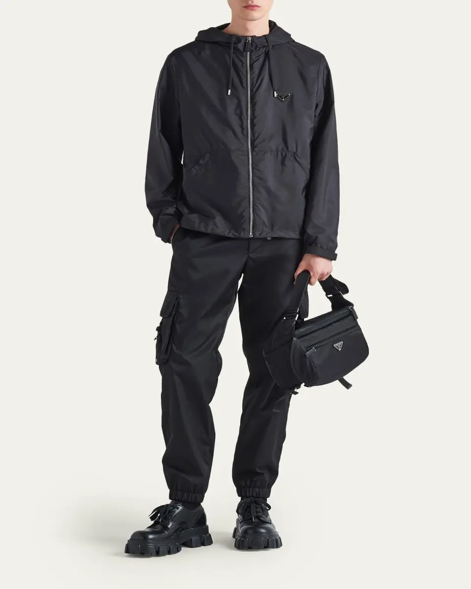 Prada Men's Re-Nylon Full-Zip Hooded Jacket | Thumbnail 4 Prada Men's Re-Nylon Full-Zip Hooded Jacket | Thumbnail 4