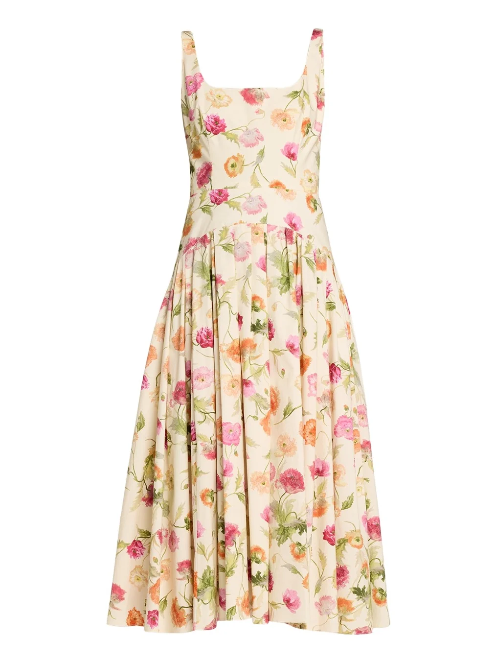 Floral Sleeveless Drop-Waist Pleated Midi Dress Floral Sleeveless Drop-Waist Pleated Midi Dress