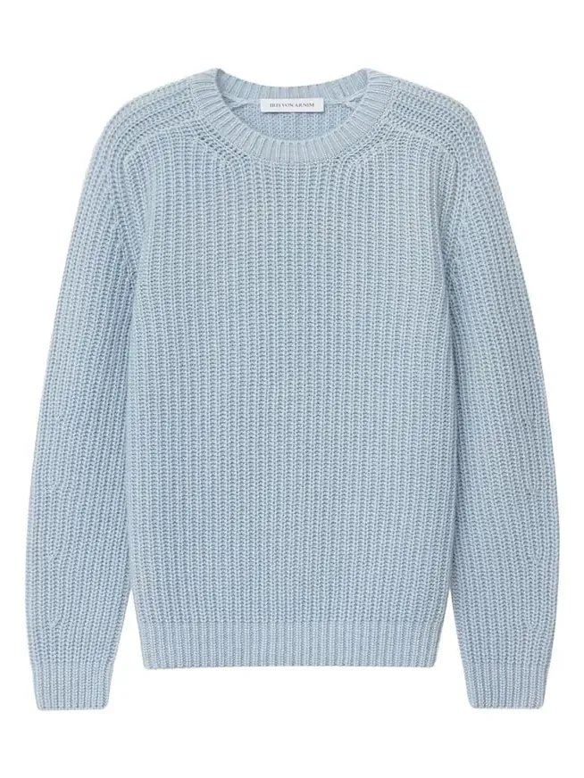 Iris Von Arnim Men's Stonewashed Cashmere Rib-Knit Crewneck Sweater
