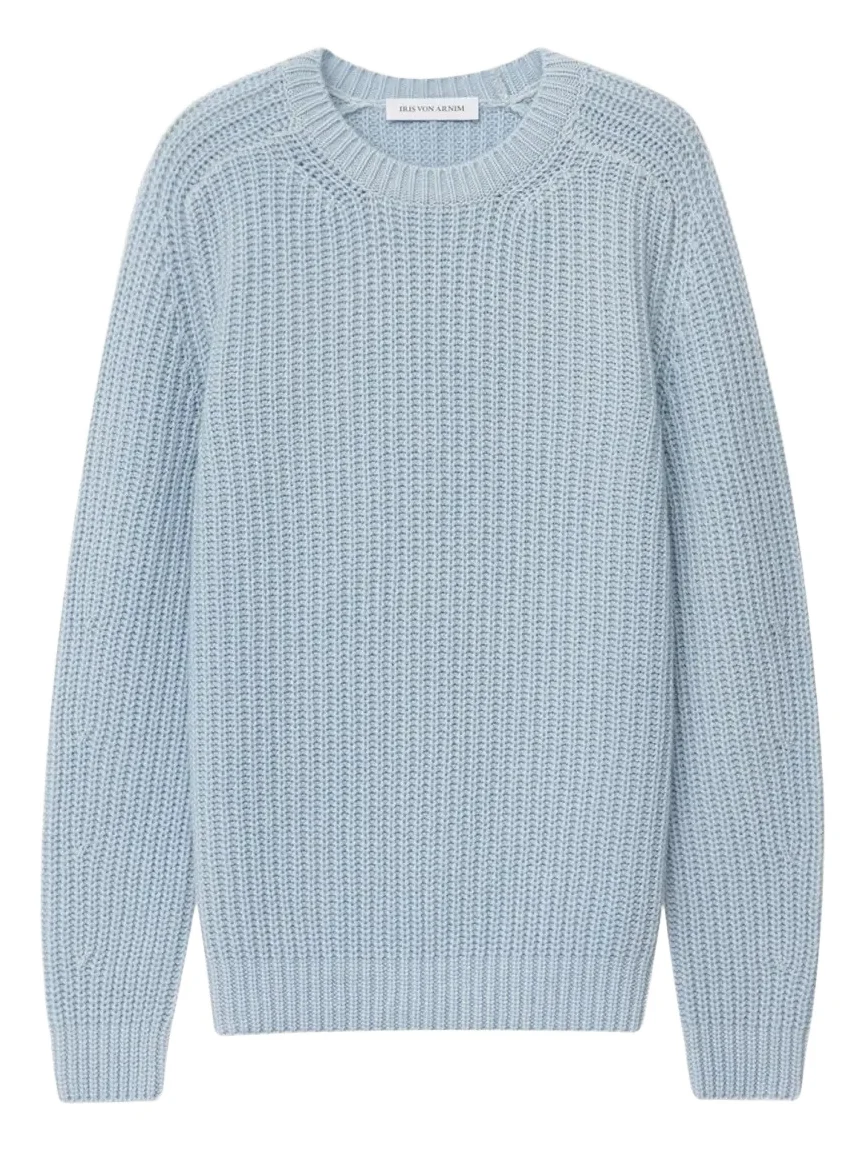 Iris Von Arnim Men's Stonewashed Cashmere Rib-Knit Crewneck Sweater