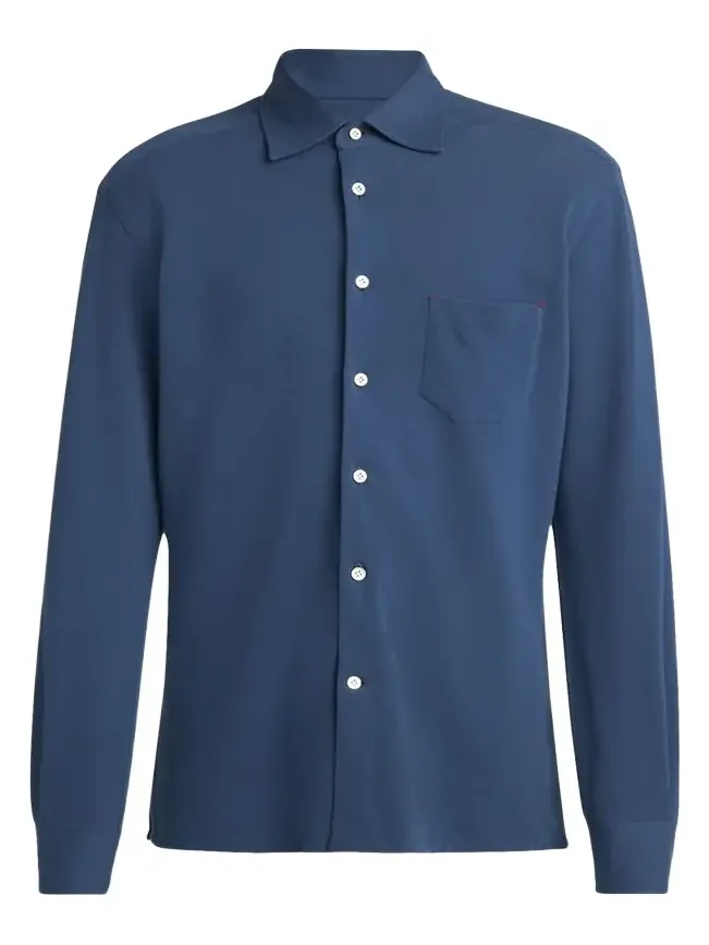 Kiton Men's Pique Button-Down Shirt with Bar Tack Pocket