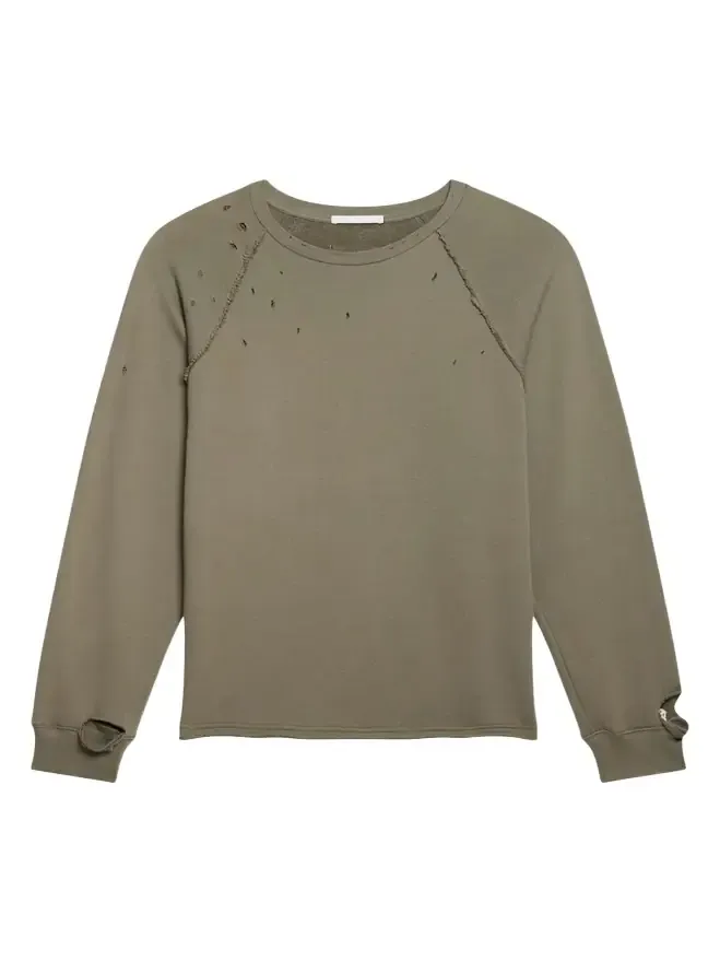 Men's Destroyed Cotton Crewneck Sweatshirt