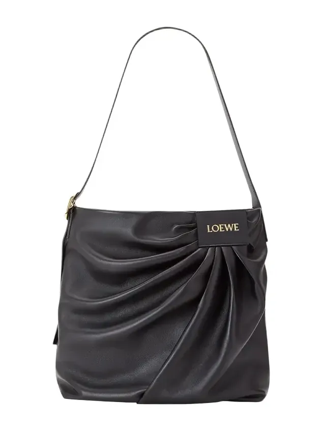 Pleated Tote Bag in Leather