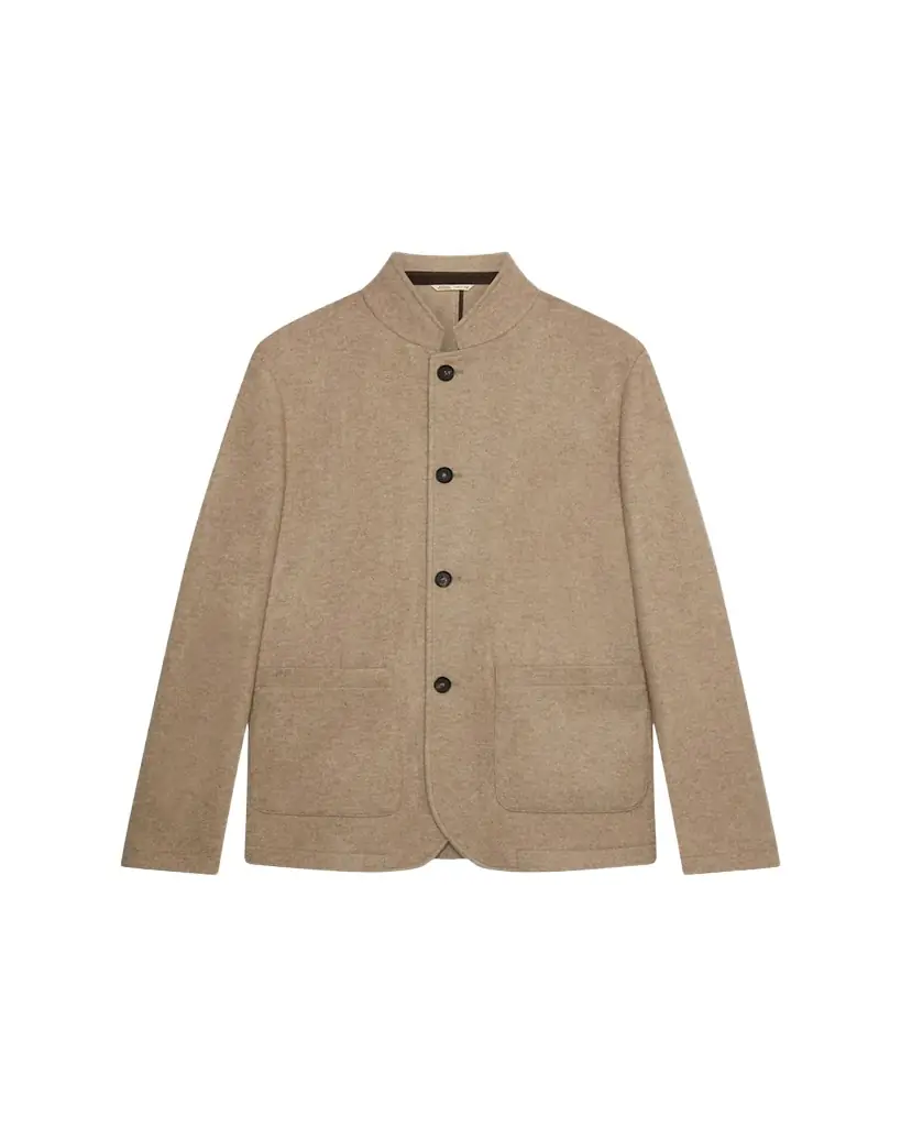 Men's Cashmere Stand Collar Four-Button Chore Jacket