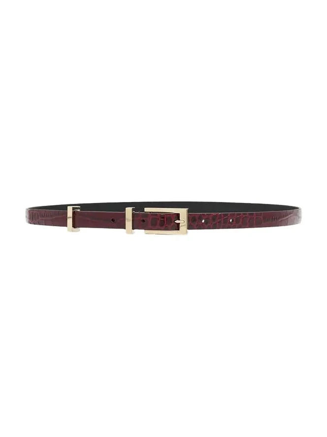 Shiny Stamped Croc-Embossed Leather Belt Shiny Stamped Croc-Embossed Leather Belt
