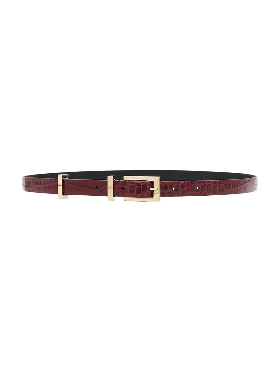 Shiny Stamped Croc-Embossed Leather Belt