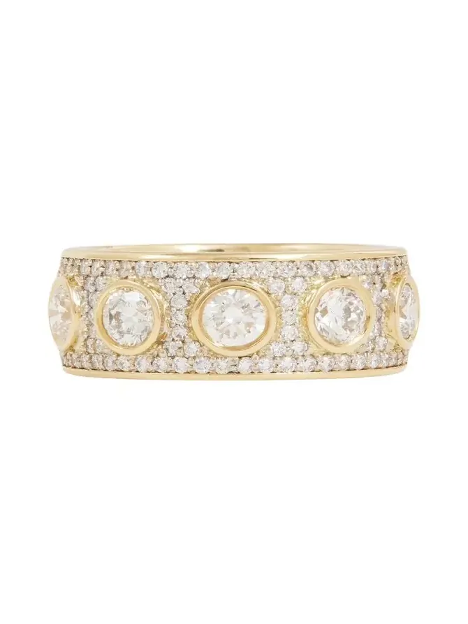 18K Yellow & White Gold Bezel-Set & Pave Diamond Band 18K Yellow & White Gold Bezel-Set & Pave Diamond Band