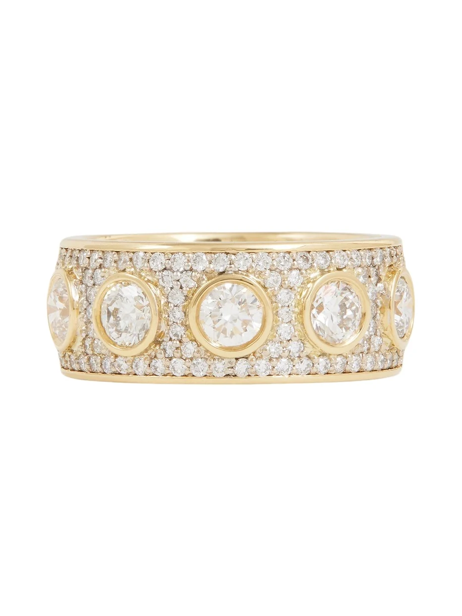 18K Yellow & White Gold Bezel-Set & Pave Diamond Band 18K Yellow & White Gold Bezel-Set & Pave Diamond Band