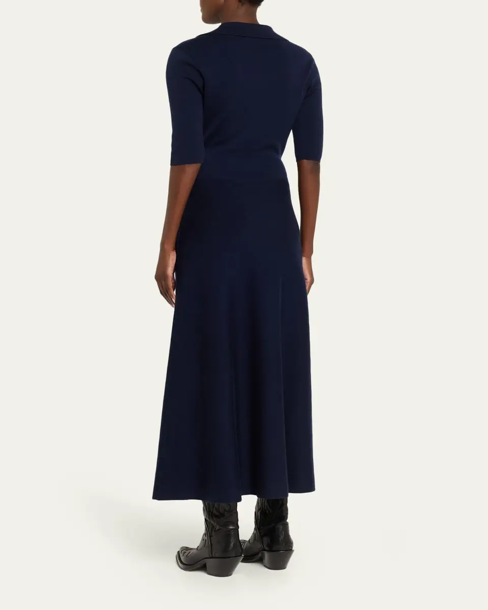 Gabriela Hearst Bradley Wool-Cashmere Knit Short-Sleeve Midi Polo Dress | Thumbnail 3 Gabriela Hearst Bradley Wool-Cashmere Knit Short-Sleeve Midi Polo Dress | Thumbnail 3
