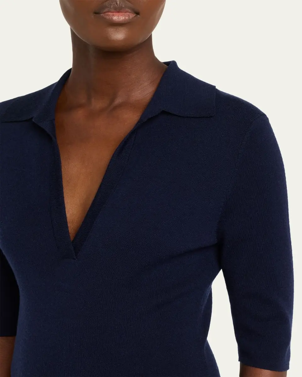 Gabriela Hearst Bradley Wool-Cashmere Knit Short-Sleeve Midi Polo Dress | Thumbnail 5 Gabriela Hearst Bradley Wool-Cashmere Knit Short-Sleeve Midi Polo Dress | Thumbnail 5