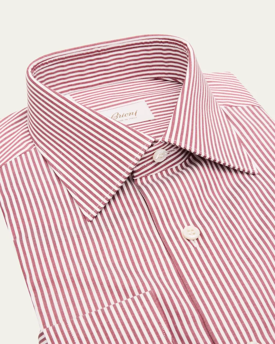 Brioni Men's Cotton Bengal Stripe Dress Shirt | Thumbnail 4 Brioni Men's Cotton Bengal Stripe Dress Shirt | Thumbnail 4