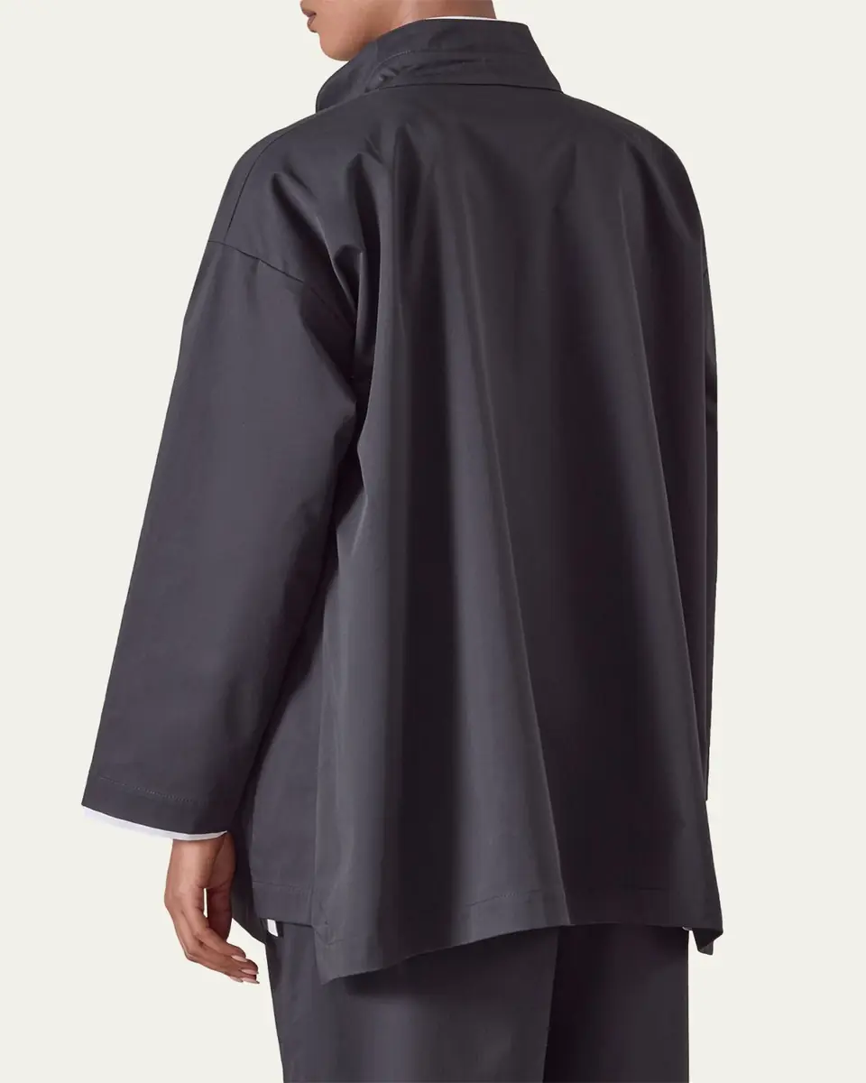 Eskandar Slim A-Line Double Stand-Collar Shirt With Stepped Insert (Long Length) | Thumbnail 3 Eskandar Slim A-Line Double Stand-Collar Shirt With Stepped Insert (Long Length) | Thumbnail 3