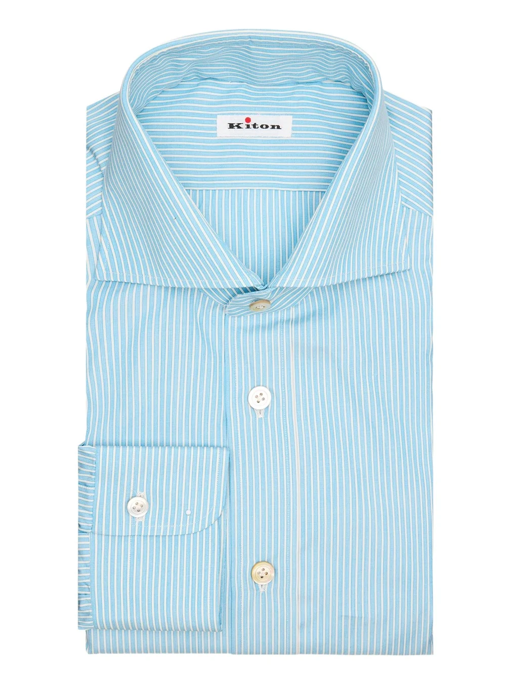 Kiton Men's Pinstripe Cotton Spread Collar Dress Shirt