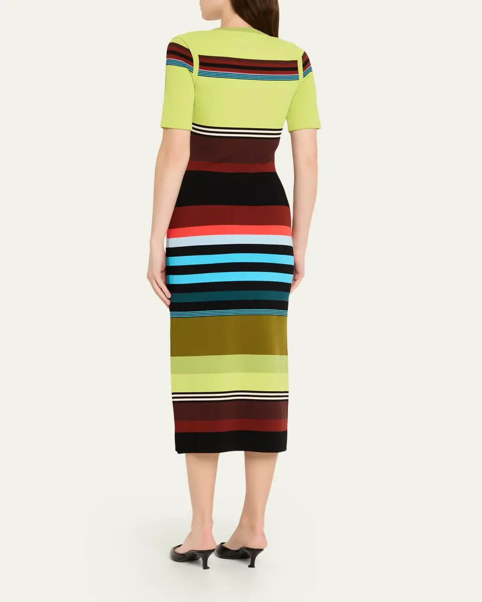 CHRISTOPHER JOHN ROGERS Striped Short-Sleeve Midi Dress | Thumbnail 3 CHRISTOPHER JOHN ROGERS Striped Short-Sleeve Midi Dress | Thumbnail 3