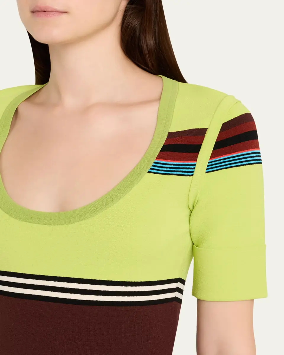 CHRISTOPHER JOHN ROGERS Striped Short-Sleeve Midi Dress | Thumbnail 5 CHRISTOPHER JOHN ROGERS Striped Short-Sleeve Midi Dress | Thumbnail 5