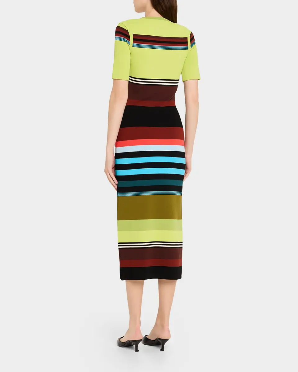 CHRISTOPHER JOHN ROGERS Striped Short-Sleeve Midi Dress | Thumbnail 7 CHRISTOPHER JOHN ROGERS Striped Short-Sleeve Midi Dress | Thumbnail 7