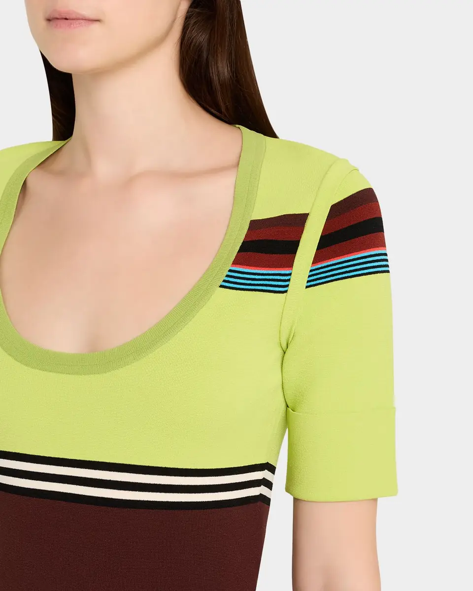 CHRISTOPHER JOHN ROGERS Striped Short-Sleeve Midi Dress | Thumbnail 9 CHRISTOPHER JOHN ROGERS Striped Short-Sleeve Midi Dress | Thumbnail 9
